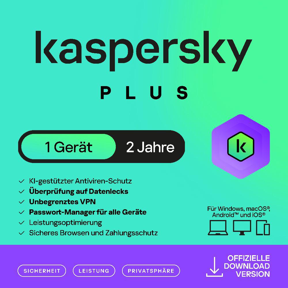Kaspersky Plus (1 Device - 2 Years) DACH ESD