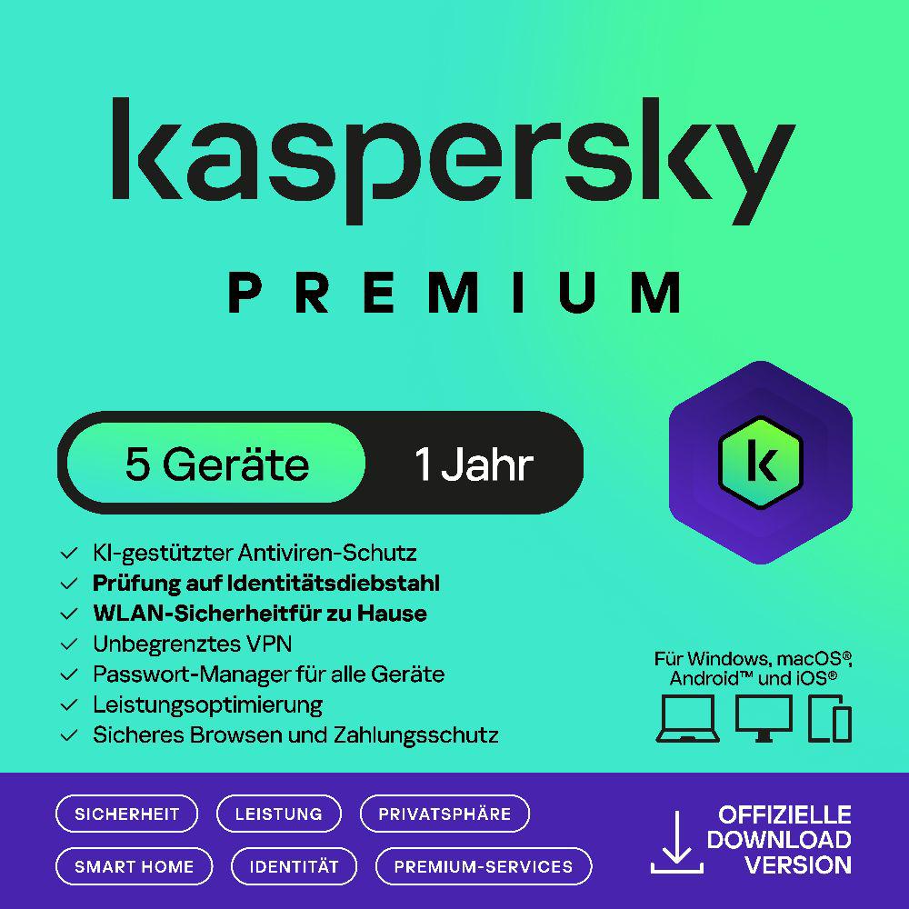 Kaspersky Premium (5 Devices - 1 Year) DACH ESD